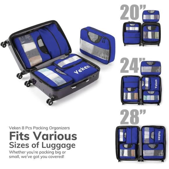 8Pcs Packing Cubes for Suitcases Organizer Bags Set for Travel Essentials Bags - Picture 4 of 7